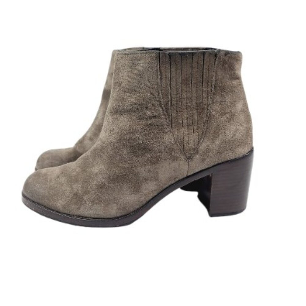 Wolverine Women's Taupe Samantha Pleet Suede Block Heel Ankle Bootie Size 9M